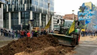 Brukseli mes kaosit, fermerët hedhin pleh organik në rrugë, policia i ...
