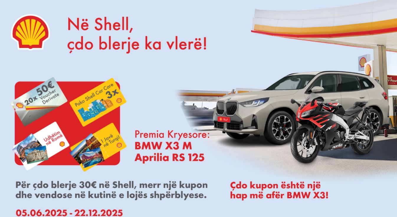 Shell Kosova shpërblen konsumatorët besnikë  BMW X3  Motoçikleta Aprilia RS125 e shumë e shumë shpërblime të tjera