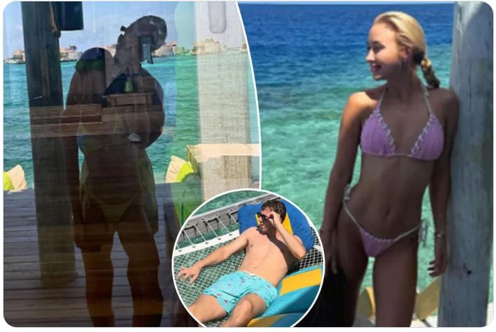 Një çift i ri në sport  shihen në një foto të turbullt në pushime