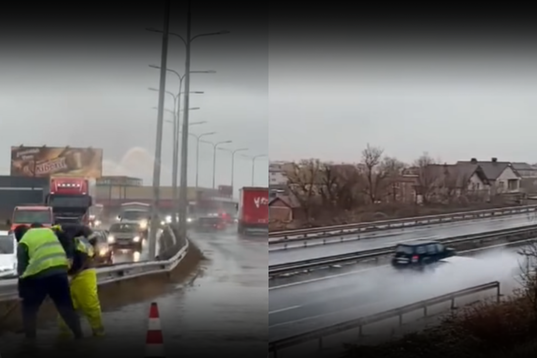 Qarkullim i vështirësuar në rrugën Prishtinë Pejë për shkak të reshjeve të mëdha të shiut